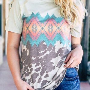 Multicolor Aztec Geometric Tee